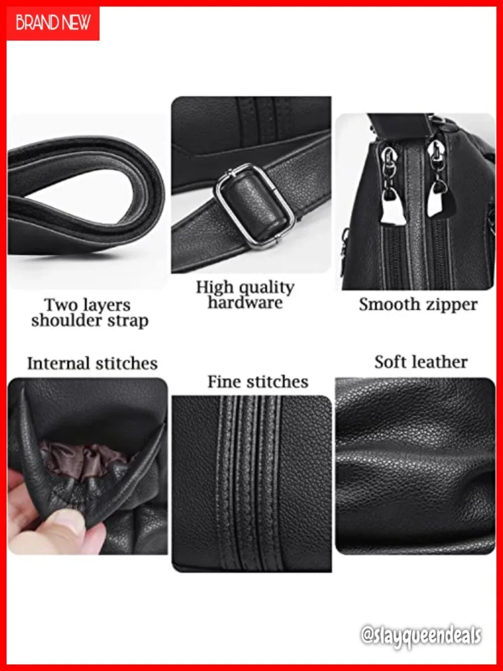 Faux Leather Satchel Handbag Multi Pocket Crossbody Tote Shoulder Bag